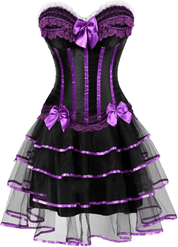 Ogodkec Women Victorian Costume Gothic Boob Tube Top Short Dresses Lace Bow Dress Cosplay Themed Party Dresses Purple XX-Large