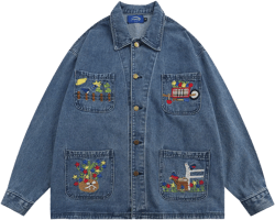 Men Denim Jacket Men's Lapel Shirt Jacket Spring and Autumn