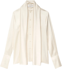 Band Collar Blouse With Scarf