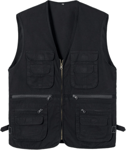 Men's Outdoor Multi Pocket Fishing Vest Breathable Photography Waistcoat Cotton Sleeveless Jacket Camping Vest XX-Large Black