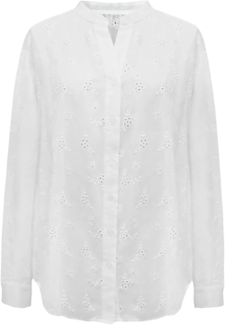 Women's Long Sleeve Shirt 2025 Spring Embroidered Eyelet V Neck Button Down Shirt Dressy Casual Boho Work Tops Medium D White