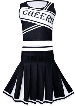 Colorful House Womens Cheerleader Costume Fancy School Uniform Dress+Pom Poms XX-Large Black and White