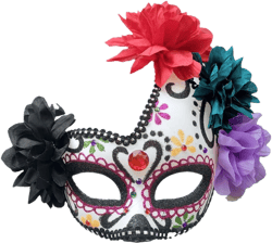 Women's Masquerade Mask Mexican Day of The Dead Sugar Skull Eyemask Masque Fancy Dress Purple/White/Black