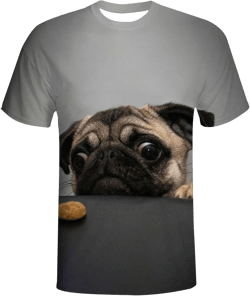 Boys Girls 3D Graphic Shirts Cool Crewneck T-Shirt Unisex Short Sleeve Top Tees 6-16 Years Small Pretty Pug