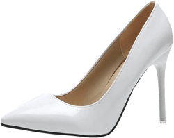 Women's Sexy Pointed Toe Thin Heeled Pumps Fax Suede Slip On Wedding Party Heeled Sandals 8.5 X-white