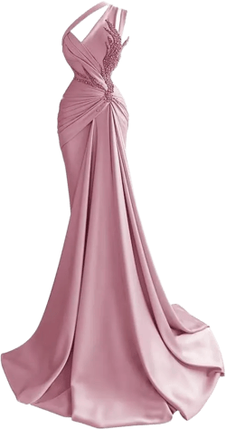 Women's Mermaid One Shoulder Prom Dress Elegant Pearls Bodycon Dress Ruched Satin Formal Dress Evening Party Prom Gown 4 Salmon