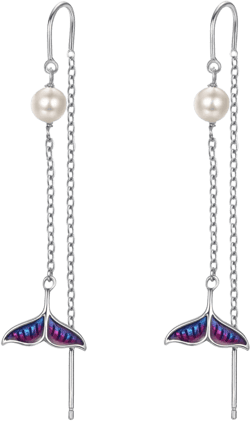 PRAYMOS 925 Sterling Silver Animal Earrings Cat/Turtle/Dog Earrings Novelty Fun Dangle Earrings Animal Gifts for Women Mermaid
