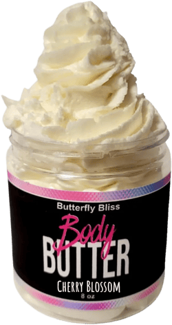 Cherry Blossom Whipped Body Butter, natural lotion, organic, 8oz jar, made with shea butter, mango butter, coconut oil, almond oil