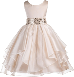 ekidsbridal Wedding Asymmetric Ruffles Satin Organza Flower Girl Dress Sequin 012s Champagne 10