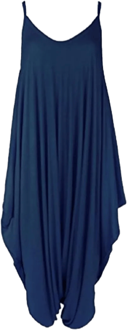 OgLuxe Women's Spaghetti Thin Strap Lagenlook V Neckline Comfy Harem Baggy Jumpsuit Dress Size 4-26