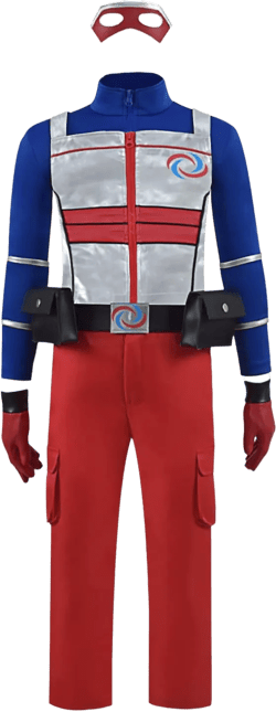 Boys Superhero Danger Costume Henry Cosplay Jacket Vest Pants Battle Suits with Mask Accessory Set X-Small Red