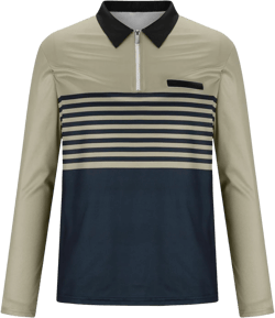 Generic Golf Shirts for Men Fashion Long Sleeve Quarter Button Pullover Tops Causal Stylish Work Lightweight Polo T-Shirts #F18-khaki X-Large
