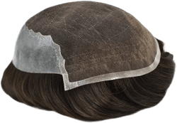 Toupee for Men Swiss Lace Front Mens Hair Replacement Systems Bleached Knot Natural Hairline Human Mens Toupee Hair Piece8""X10""#380 Dark Brown+80% Gray-90% Density 8"X10" #380 Dark Brown+80% Gray-90% Density