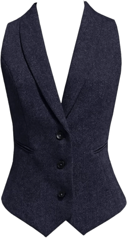 Women Wool Blend Vest V-Neck Dressy Vintage Button Down Waistcoat Medium Navy Blue