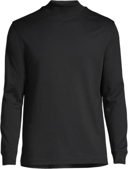 Lands' End Men's American-Grown Supima Cotton Mock Turtleneck Shirt Small Black