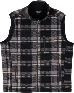Smith's Workwear Men's Sherpa-Lined Plaid Micro Polarfleece Vest with Zip Pockets Large Storm Grey-469