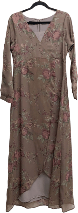 Esra Floral Print Chiffon Maxi Dress Abaya - FINAL SALE