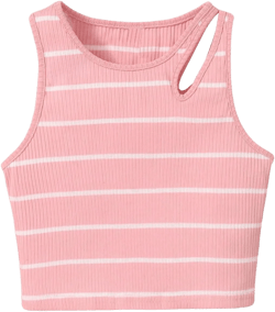 Verdusa Girl's Cut Out Sleeveless Striped Tank Top Casual Ribbed Tops