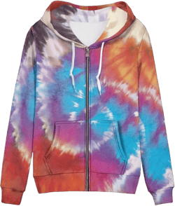 Sprowallow Sweatshirts for women with Pockets Creative Y2K Print Casual Hoodies Fall Streetwear Plus Size Medium Orange Blue Tie-dye