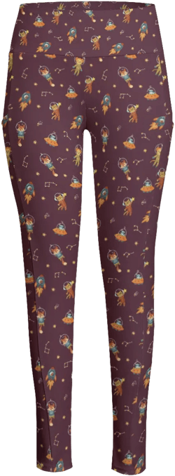 Space Animals High Waist Leggings With Side Pocket