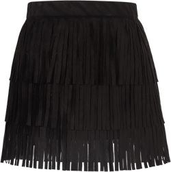 Noomelfish Girls and Women Suede Fringe Skirt Boho Tassel Layered Ruffle Skirt (5-12 Years)