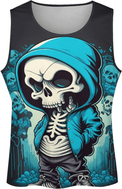 Mens Tank Top Skull Sleeveless Tropical Tee Shirts Graphic Gym Workout Quick Dry Rave T-Shirt XX-Large Skull Blue