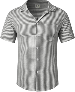 Hardaddy Men's Striped Shirts Casual Button Down Short Sleeve Beach Hawaiian Shirts