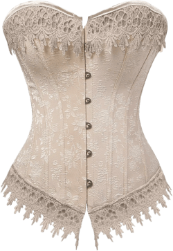 Women Lace Corset Bustier Basque Gothic Double Steel Boned Overbust Embroidery Lingerie Vintage Corset Steampunk Medium Khaki