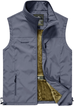 Flygo Men's Casual Lightweight Outdoor Travel Fishing Hunting Vest Jacket with Pockets X-Small 02 Grey