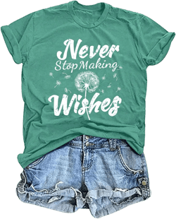 hohololo Dandelion Shirt Women Inspirational Graphic Tee Spread Kindness Tshirt Women's Funny Cute Flower Tops Medium Green