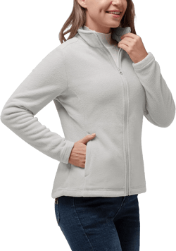 33,000ft Women's Zip Up Fleece Jacket, Long Sleeve Warm Soft Polar Lightweight Coat with Pockets for Winter