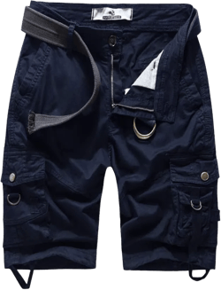 FOURSTEEDS Women's Cotton Relaxed Fit Casual Multi-Pocket Bermuda Cargo Shorts 14 Navy Blue