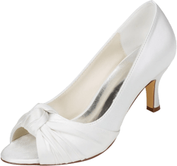 Emily Bridal Women's Silk Like Satin Stiletto Heel Pumps Bowknot 5.5 Ivory