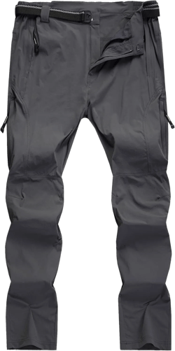 Men's Hiking Cargo Pants Quick-Dry Outdoor Water Resistant Lightweight Mountain Breathable Zipper Pocket Work Pants Small K1 Dark Grey