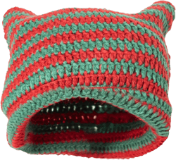 Cat Beanie Y2K Crochet Hat for Women Winter Vintage Grunge Emo Accessories 7 03-green Red