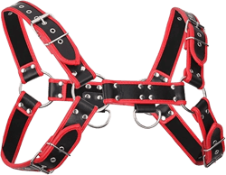 Men's Leather Body Chest Harness Belt with Double-Shoulder Cage Belt Adjustable Red