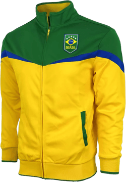 Icon Sports Men's Brasil Track Jacket, Brazil Full Zip Outdoor Soccer Jacket Medium Yellow