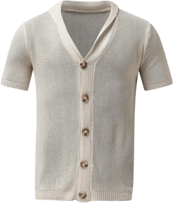 DALIO Mens Lightweight Cardigan Sweater Loose Fit Short Sleeve Hippie Beach Cable Ribbed Knitted Button Down V-Neck Sweater(Yellow,Medium)