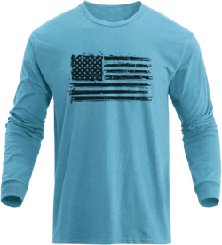 H HYFOL Men's Graphic T-Shirts USA Flag Cotton Long Sleeve American Patriotic Crewneck Regular Tee Shirts Crystal Blue-3 XX-Large