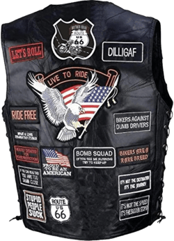 Diamond Plate Genuine Buffalo Leather Biker Vest for Adult Men, Black, Medium, USA, BORN WILD STILL WILD, FREEDOM ISN'T FREE : Clothing, Shoes & Jewelry