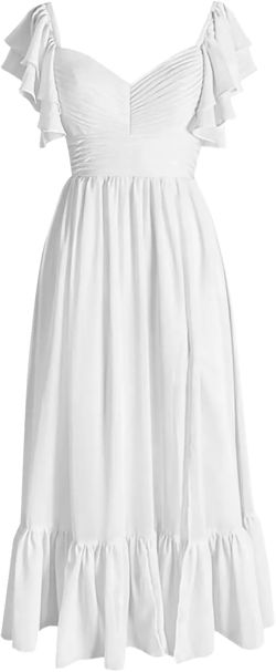 Chiffon Bridesmaid Dresses for Women Ankle Length A-Line Wedding Guest Dresses Party Gowns with Slit White 12