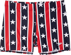 Speedo Men's Swimsuit Square Leg Printed Red/White/Blue Medium