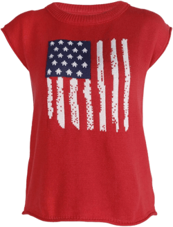 Womens American Flag Sweater Cap Sleeve Crew Neck Lightweight Jumper Tops Knitted Pullover Sweater Vest Shirts Red Small