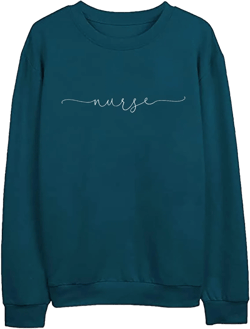 RFBIQI Nurse Sweatshirt for Women Registered Nurse Pullover Tops Nurse Life Letter Print Shirt Nursing School Long Sleeve Tee