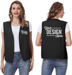 TopTie Custom Volunteer Vest No Buttons Unisex Work Vest Logo Imprint for Restaurant Supermarket Clerk Activity Black Large