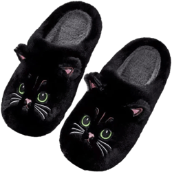 Autumn and Winter Women's Indoor and Outdoor Anti slip Plush Cat Slippers, Cute Animal Slippers. Soft and comfortable warm plush slippers.