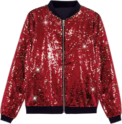 Lars Amadeus Sequin Varsity Jacket for Men's Zipper Party Disco Flip-Sequin Shiny Bomber Jackets X-Large Red