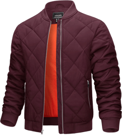 TACVASEN Men's Padded Jackets Winter Full Zipper Fleece Outwear Casual Windproof Bomber Varsity Coat XX-Large Red