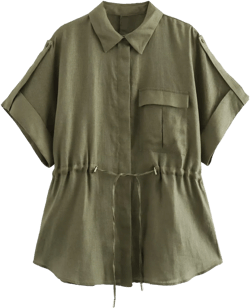 Trendy Casual Blouses for Women Short Sleeve Shirts Loose Solid T-shirts Cropped Tops Green Large