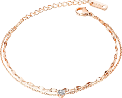 Yoursfs Rose Gold/Silver Link Bracelets For Women Leaf Cubic Zirconia Bean Thin Chain Adjustable Jewelry Exquisite Layering Fashion rose gold